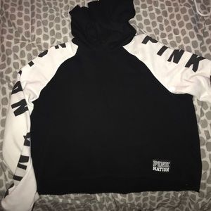 PINK Black cropped hoodie